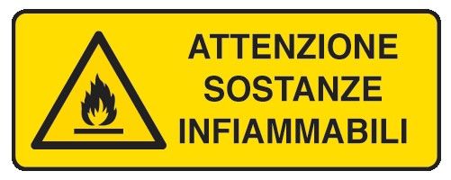 Cartello in All. 610x300 mm ATTENZIONE SOSTANZE INFIAMMABILI