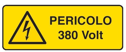 Cartello in All. 610x300 mm PERICOLO 380 VOLT