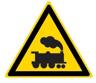 Cartello in All. Lato 140 mm PERICOLO PASSAGGIO TRENI