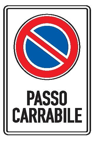 Cartello in All. Scatolato 250x450 mm DIVIETO DI SOSTA PASSO CARRABILE