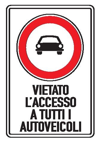 Cartello in All. Scatolato 250x450 mm DIVIETO VIETATO L'ACCESSO A TUTTI GLI AUTOVEICOLI