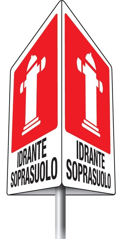 Cartello in All. Scatolato Trifacciale IDRANTE SOPRASUOLO