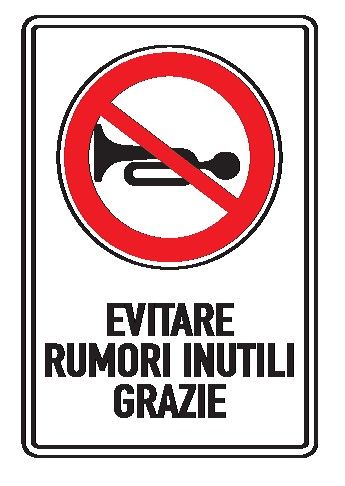 Cartello In Lamiera Scatolata Rifrangente 250x450 mm DIVIETO RVITARE RUMORI INUTILI GRAZIE