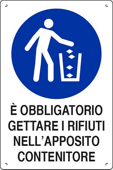 Cartello in polionda cm 60x40 È OBBLIGATORIO GETTARE I RIFIUTI NELL'APPOSITO CONTENITORE