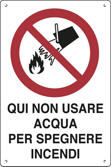 Cartello in polionda cm 60x40 QUI NON USARE ACQUA PER SPEGNERE INCENDI