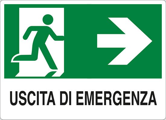 Cartello in polionda cm 60x40 USCITA DI EMERGENZA (a destra)