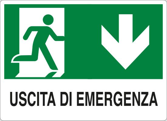 Cartello in polionda cm 60x40 USCITA DI EMERGENZA (in basso)