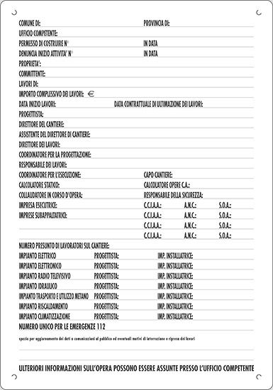 Cartello in polionda cm 80x60 cartello per concessioni edili (1 colore)