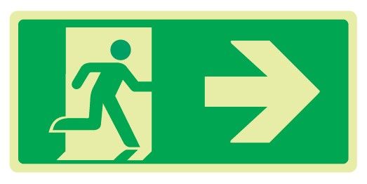 Cartello Luminescente bifacciale in All. 220x125 mm USCITA DI EMERGENZA A DX CON FRECCIA