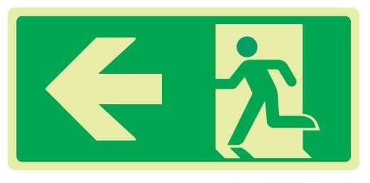 Cartello Luminescente bifacciale in All. 220x125 mm USCITA DI EMERGENZA A SX CON FRECCIA