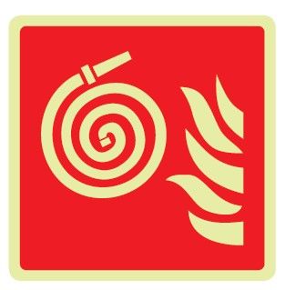 Cartello Luminescente bifacciale Triangolato in All. 245x245 mm  IDRANTE (SIMBOLO GIRELLA) (FONDO ROSSO)