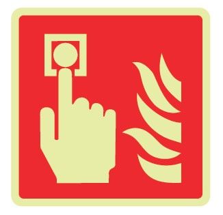 Cartello Luminescente in All. 110x110 mm PULSANTE ALLARME ANTINCENDIO (FONDO ROSSO)