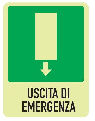 Cartello Luminescente in All. 155x205 mm USCITA DI EMERGENZA IN BASSO