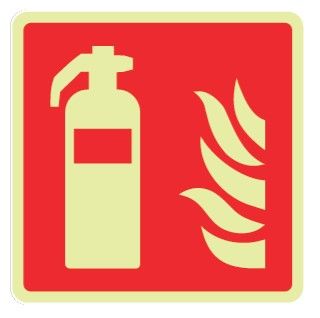 Cartello Luminescente in All. 245x245 mm ESTINTORE (FONDO ROSSO)