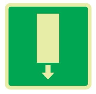 Cartello Luminescente in All. 245x245 mm USCITA DI EMERGENZA IN BASSO (FONDO VERDE)