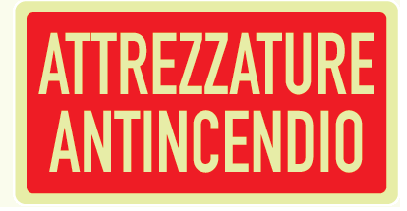 Cartello Luminescente in All. 375x175 mm ATTREZZATURE ANTINCENDIO (FONDO ROSSO)