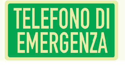 Cartello Luminescente in All. 375x175 mm TELEFONO DI EMERGENZA (FONDO VERDE)