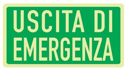 Cartello Luminescente in All. 375x175 mm USCITA DI EMERGENZA