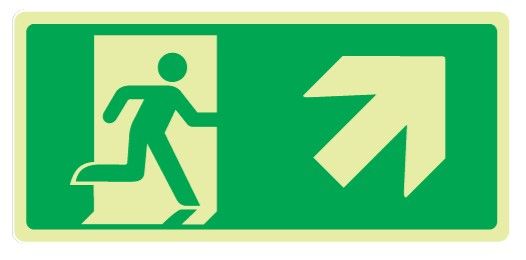 Cartello Luminescente in All. 375x175 mm USCITA DI EMERGENZA CON FRECCIA IN ALTO A DX
