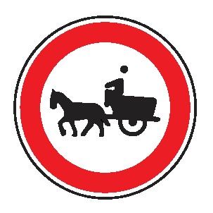 Cartello Ø 40 cm Alluminio Scatolato Classe 1 TRANSITO VIETATO AI VEICOLI A TRAZIONE ANIMALE
