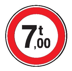 Cartello Ø 40 cm Alluminio Scatolato Classe 1 TRANSITO VIETATO AI VEICOLI AVENTI UNA MASSA SUPERIORE A … T