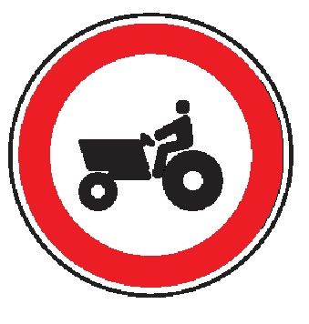 Cartello Ø 40 cm Alluminio Scatolato Classe 1 TRANSITO VIETATO ALLE MACCHINE AGRICOLE