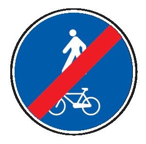 Cartello Ø 40 cm Alluminio Scatolato Classe 2 FINE DELLA PISTA CICLABILE CONTINGUA AL MARCIAPIEDE