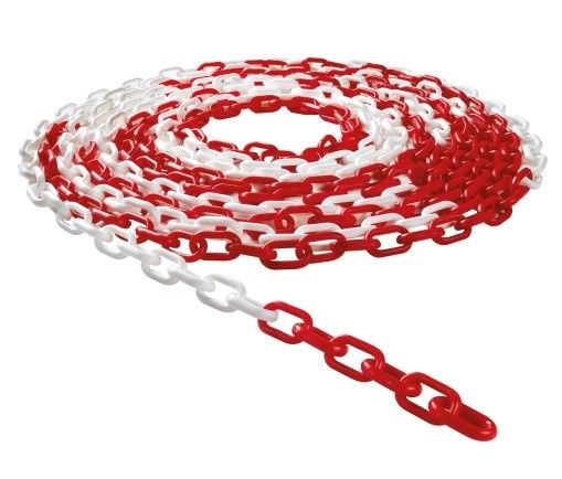 Catena in plastica bianco/rosso Ø 6 mm prezzo al metro (conf. da 25 mt.)