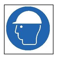 Etichetta 60x60 mm OBBLIGO INDOSSARE IL CASCO PROTETTIVO