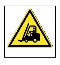 Etichetta 60x60 mm PERICOLO CARRELLI ELEVATORI ED ALTRI VEICOLI INDUSTRIALI