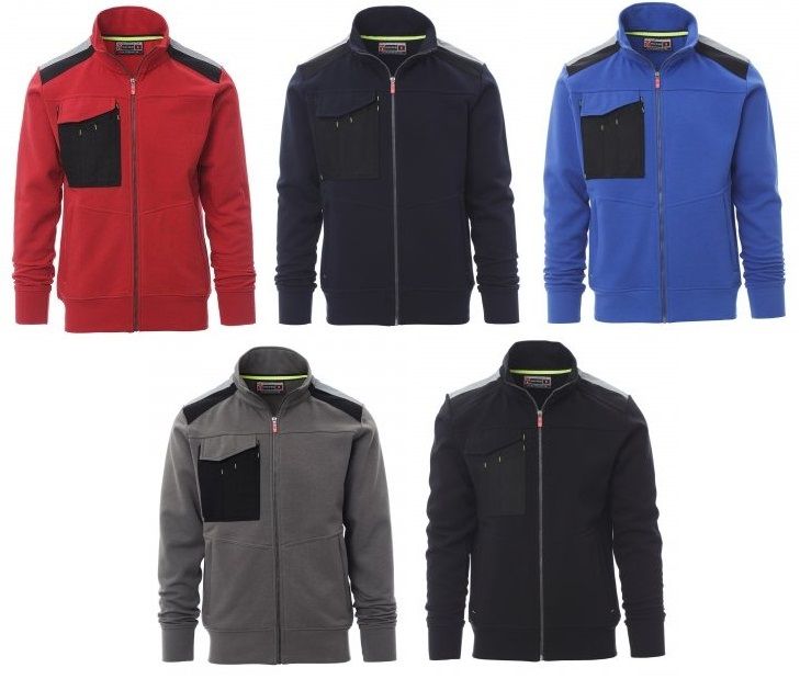 Felpa full zip WORK 2.0 (due tasche c/cerniera e una multifunzione)