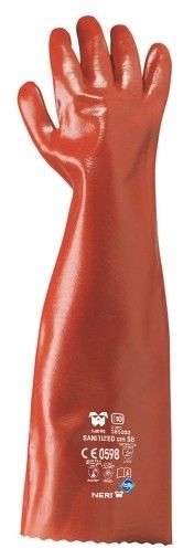 Guanti ricoperti PVC rosso lungh. 58 cm SANITIZED