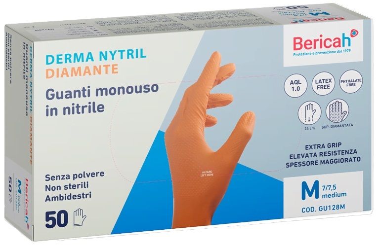 Guanti in nitrile non talcato DIAMANTE (presa con finitura a diamante) box da 50 pz.