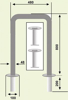 Archetto antisosta inox tubo completo di bussole Ø 48 mm h 100 cm